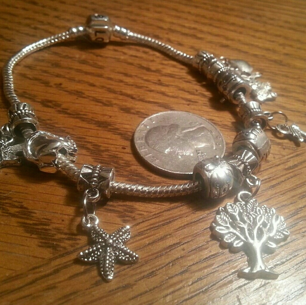 Fantasy theme 925 stamped euro charm bracelet